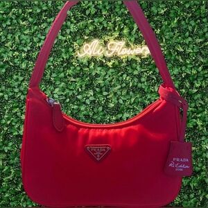 Prada Red Nylon Shoulder Bag